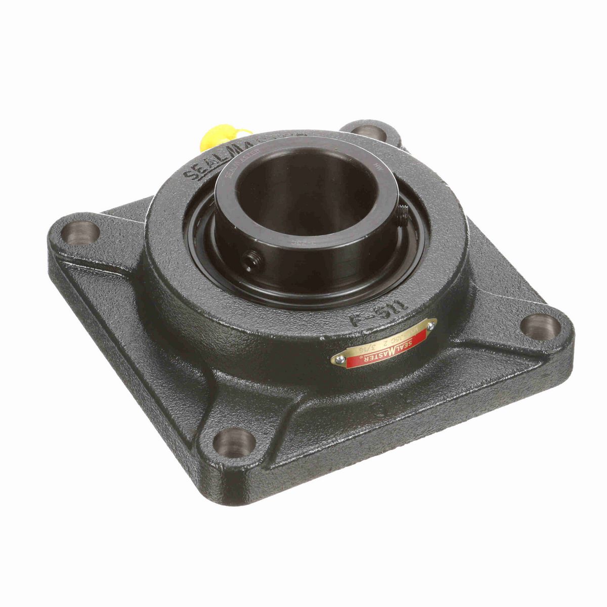 Sealmaster Mounted Cast Iron Four Bolt Flange Ball Bearing - 52100 Bearing Steel, Black Oxided - Setscrew Lock - MSF-35C