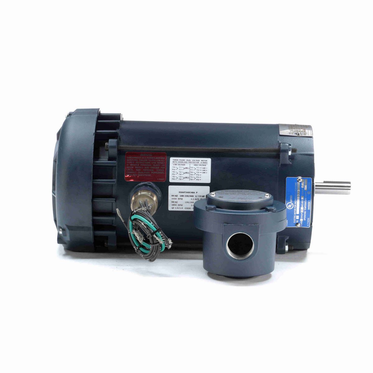 LEESON Explosion Proof Motor, 1.50 & 1 HP, 3 Ph, 60 & 50 Hz, 208-230/460 & 190/380 V, 3600 & 3000 RPM, 56C Frame, EPFC - 119428.00