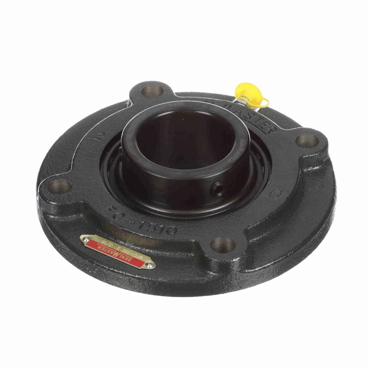 Sealmaster Mounted Cast Iron Flange Cartridge Ball Bearing - 52100 Bearing Steel, Black Oxided - Setscrew Lock - MFC-35C
