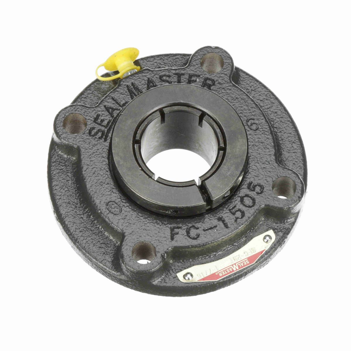 Sealmaster Mounted Cast Iron Flange Cartridge Ball Bearing - 52100 Bearing Steel, Black Oxided - Concentric Lock - SFC-23T
