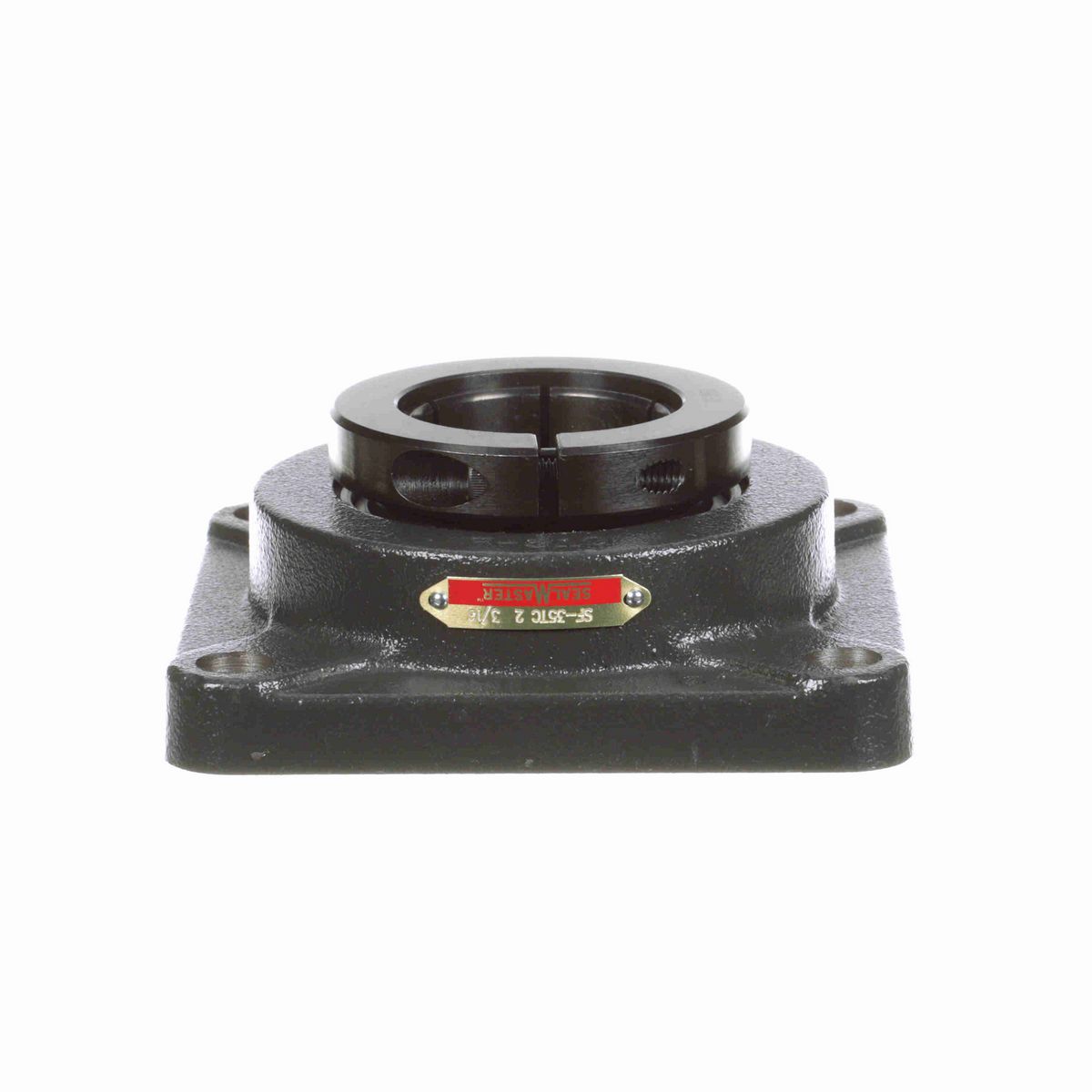 Sealmaster Mounted Cast Iron Four Bolt Flange Ball Bearing - 52100 Bearing Steel, Black Oxided - Concentric Lock - SF-35TC