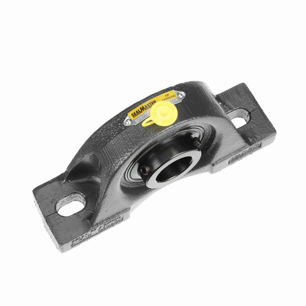 Sealmaster Mounted Cast Iron Two Bolt Pillow Block Ball Bearing - 52100 Bearing Steel, Black Oxided - Setscrew Lock - Air Handling Housing Fit, Noise Tested - SPM-19 CXU