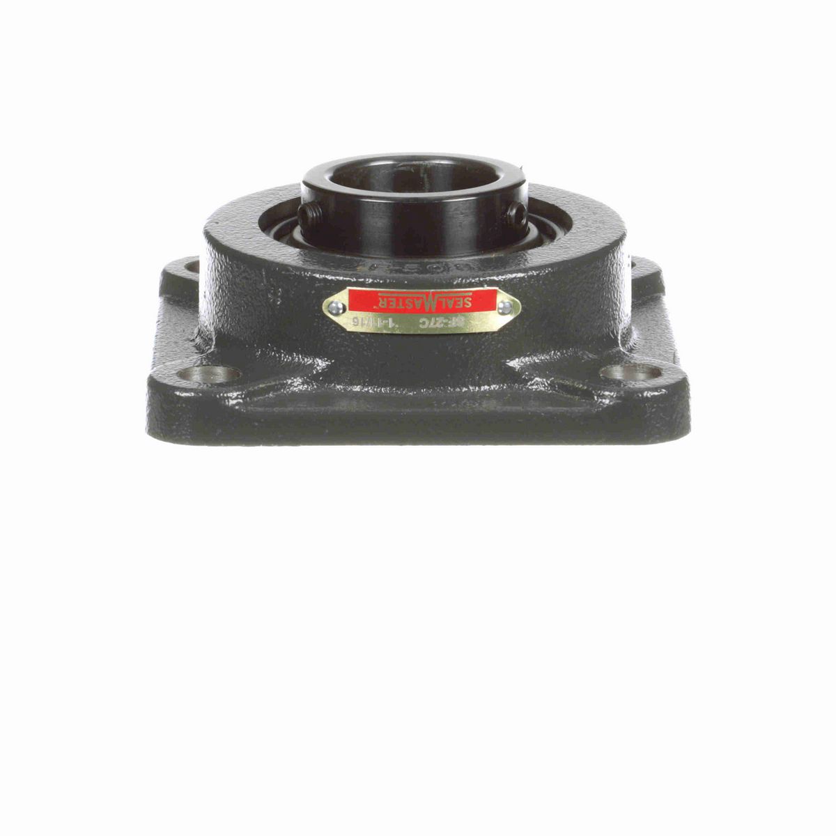 Sealmaster Mounted Cast Iron Four Bolt Flange Ball Bearing - 52100 Bearing Steel, Black Oxided - Setscrew Lock - SF-27C