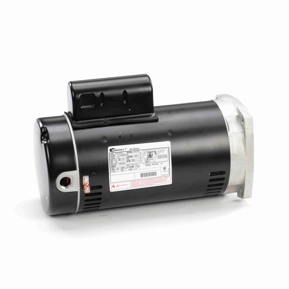 Century Pool Pump Motor, 3.0 HP, 1 Ph, 60 Hz, 208-230 V, 3600 RPM, Y56Y Frame, ODP - SQ1302V1