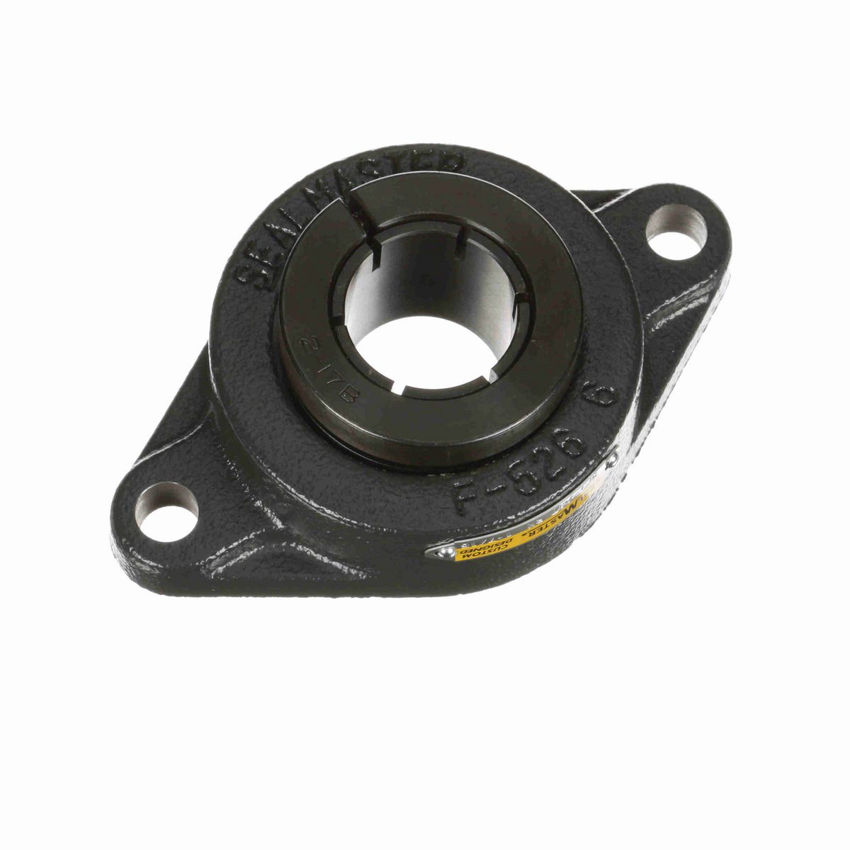 Sealmaster Mounted Cast Iron Two Bolt Flange Ball Bearing - 52100 Bearing Steel, Black Oxided - Concentric Lock - Reduced Maintenance - Lubed for Life - SFT-23T RM
