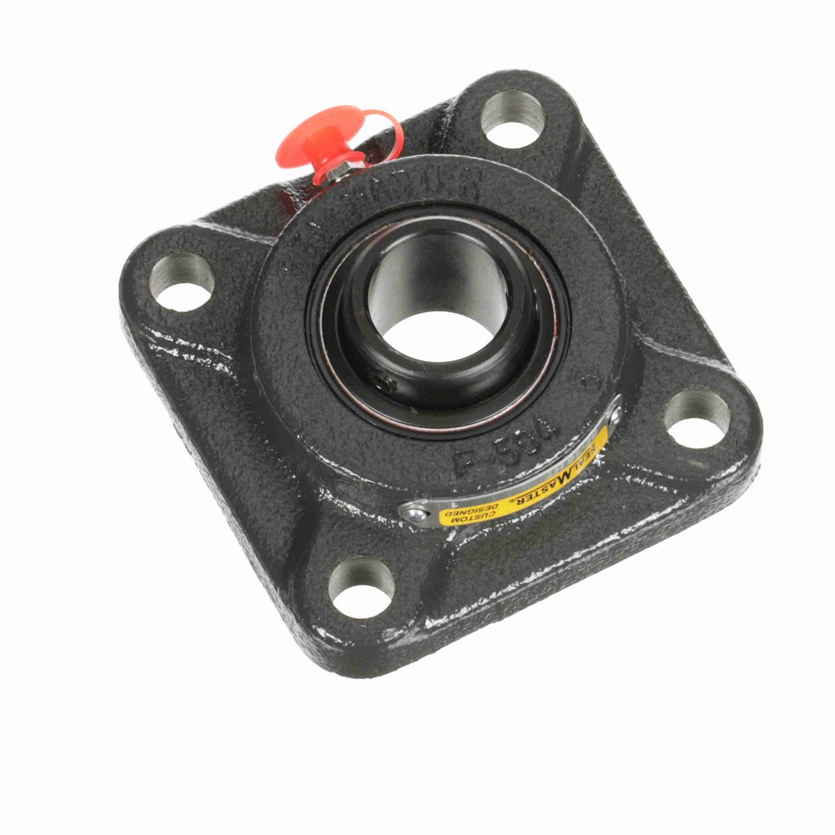 Sealmaster Mounted Cast Iron Four Bolt Flange Ball Bearing - 52100 Bearing Steel, Black Oxided - Setscrew Lock - High Temperature - SF-16 HT
