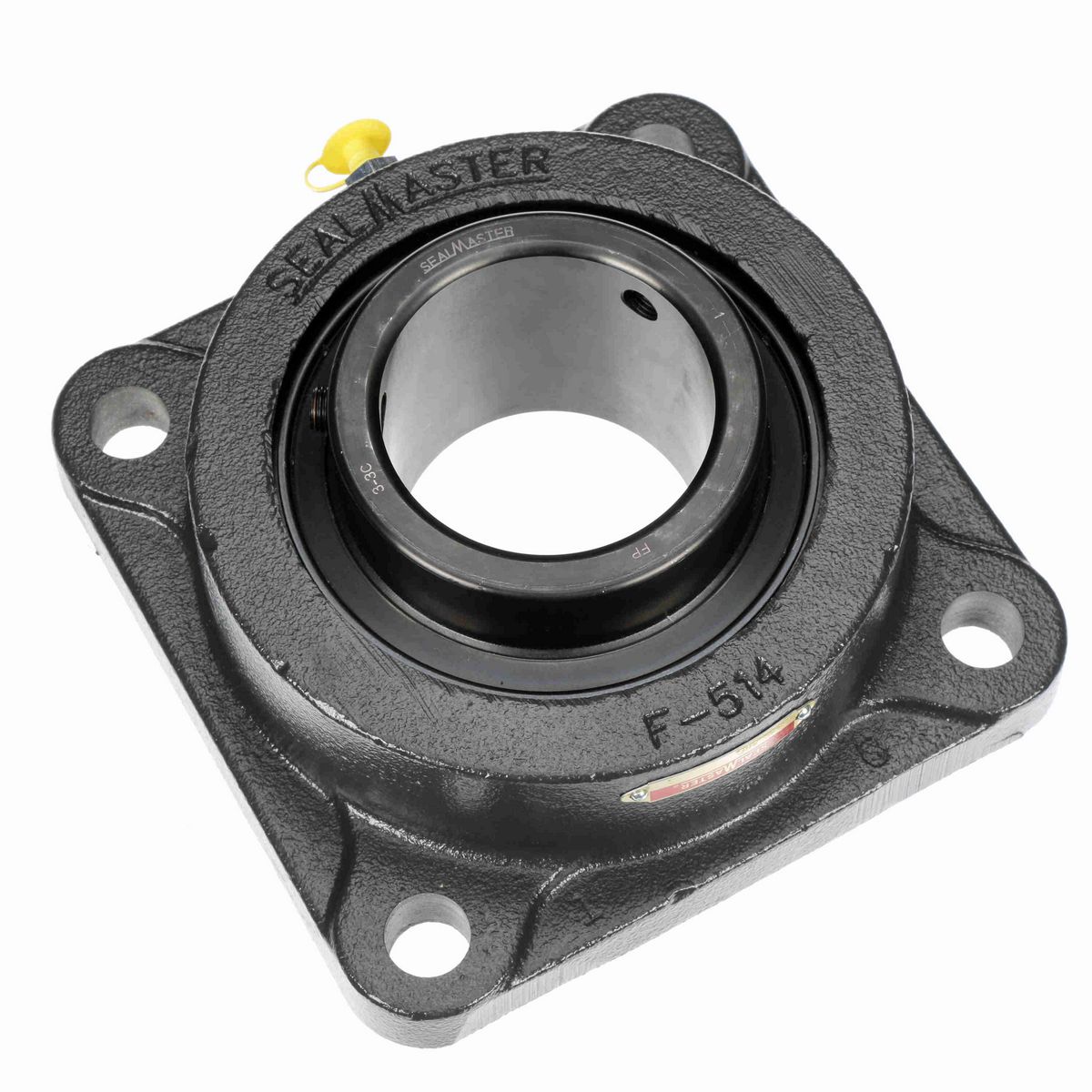 Sealmaster Mounted Cast Iron Four Bolt Flange Ball Bearing - 52100 Bearing Steel, Black Oxided - Setscrew Lock - MSF-48C