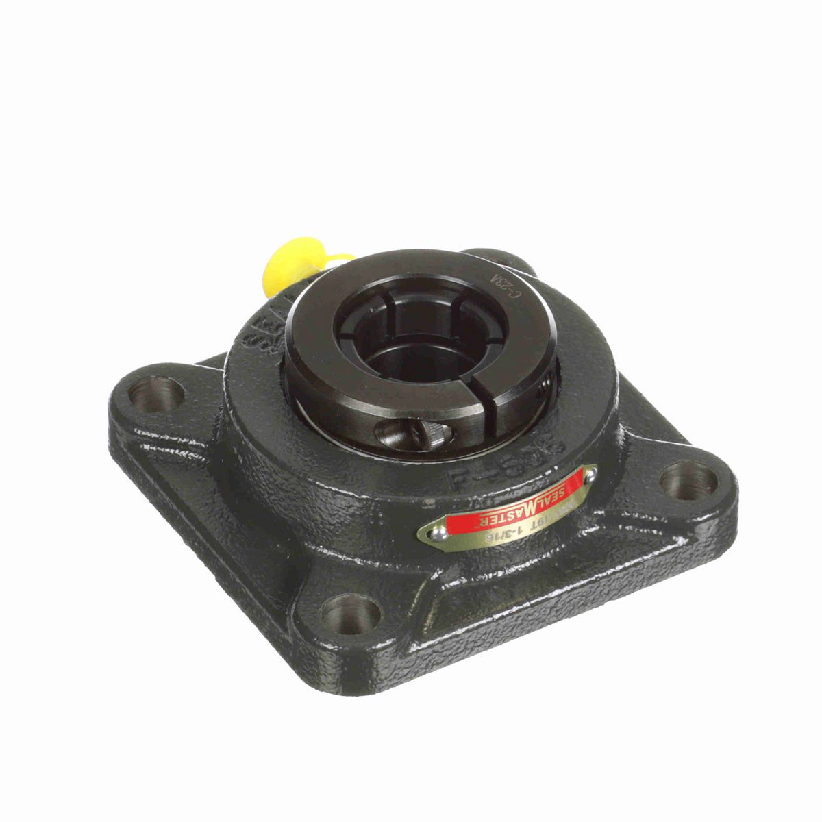 Sealmaster Mounted Cast Iron Four Bolt Flange Ball Bearing - 52100 Bearing Steel, Black Oxided - Concentric Lock - MSF-19T