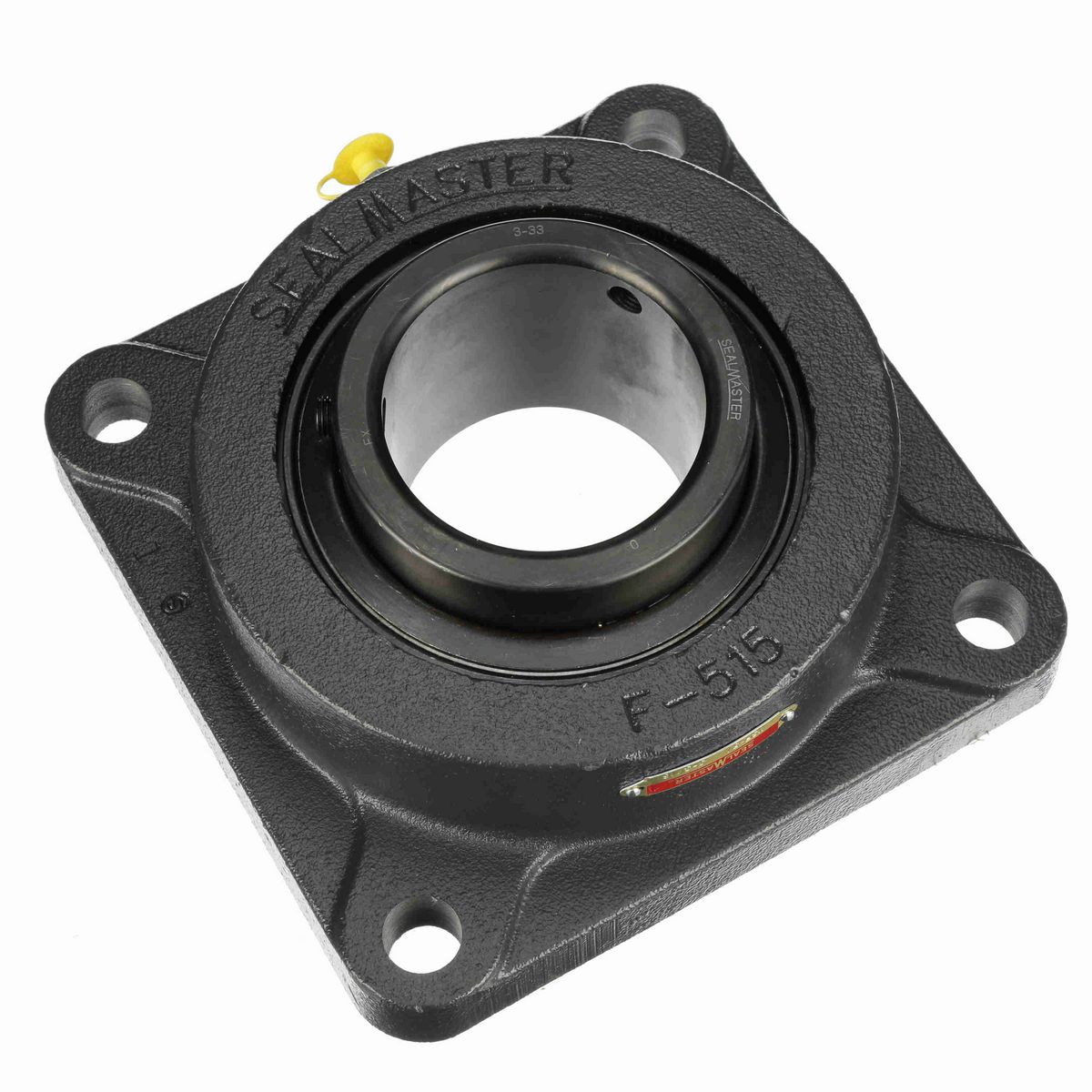 Sealmaster Mounted Cast Iron Four Bolt Flange Ball Bearing - 52100 Bearing Steel, Black Oxided - Setscrew Lock - MSF-51
