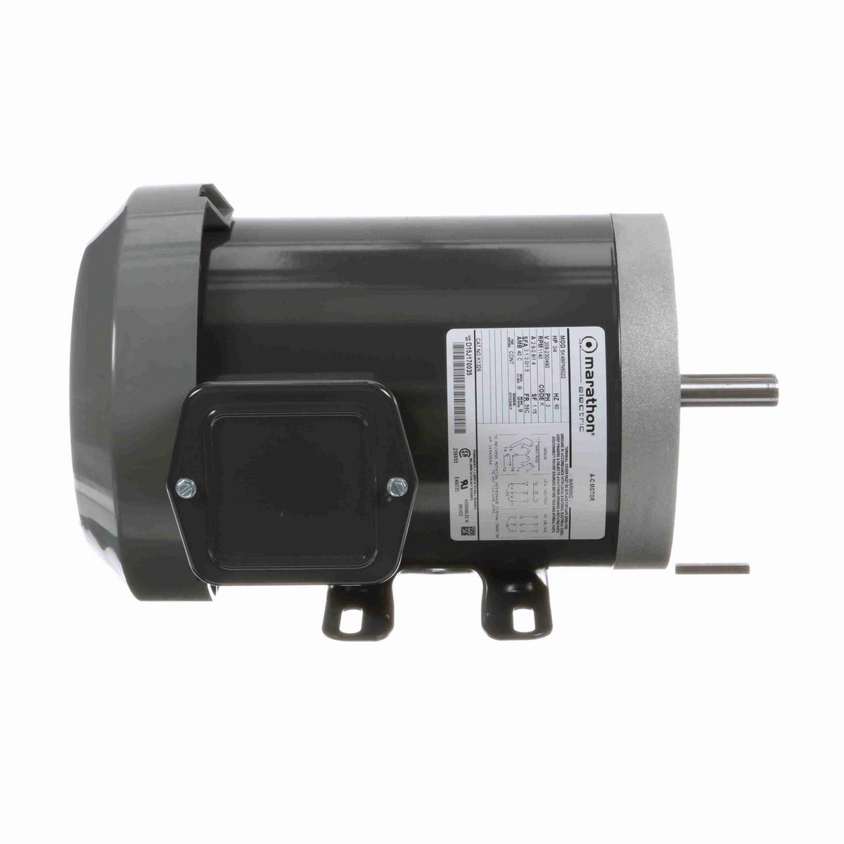 LEESON General Purpose Motor, 0.75 HP, 3 Ph, 60 Hz, 208-230/460 V, 1200 RPM, 56C Frame, TEFC - K1326