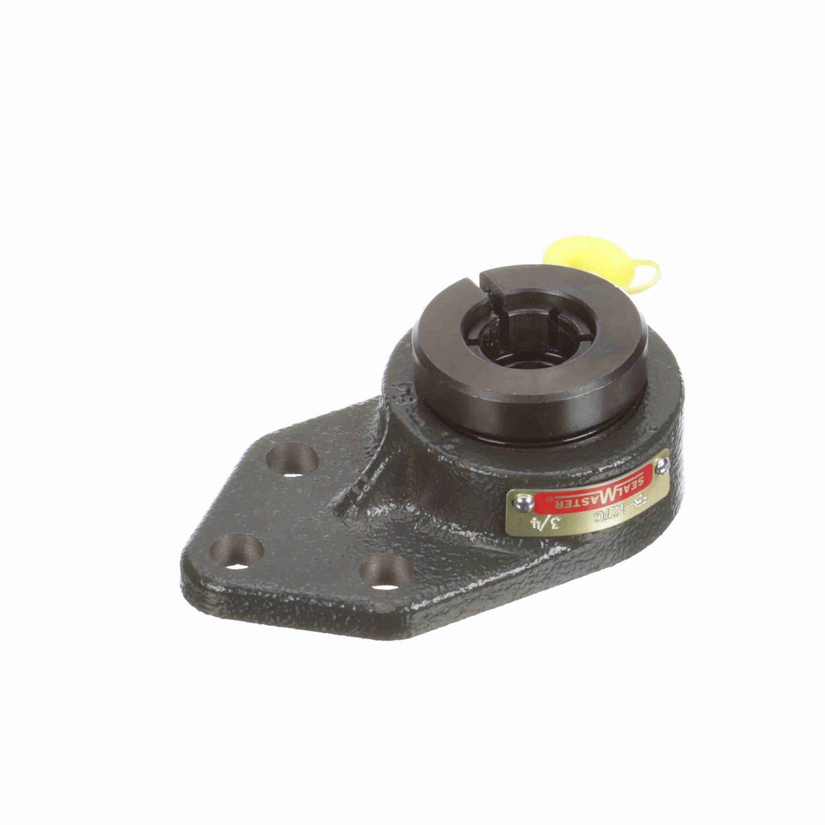Sealmaster Mounted Cast Iron Three Bolt Flange Bracket Ball Bearing - 52100 Bearing Steel, Black Oxided - Concentric Lock - FB-12TC