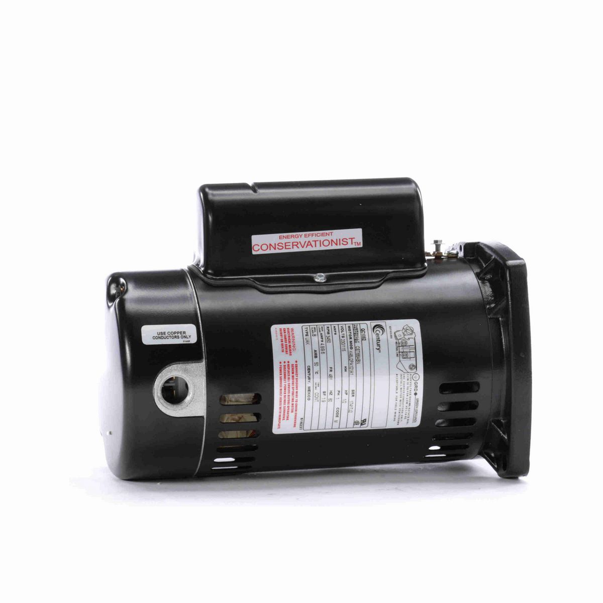 Century Pool Pump Motor, 1/2 HP, 1 Ph, 60 Hz, 230/115 V, 3600 RPM, 48Y Frame, ODP - QC1052
