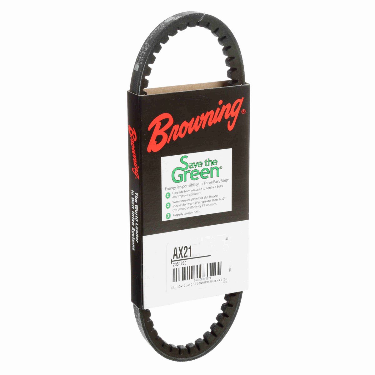 Browning EPDM Notched Belt 98% Efficient - AX21