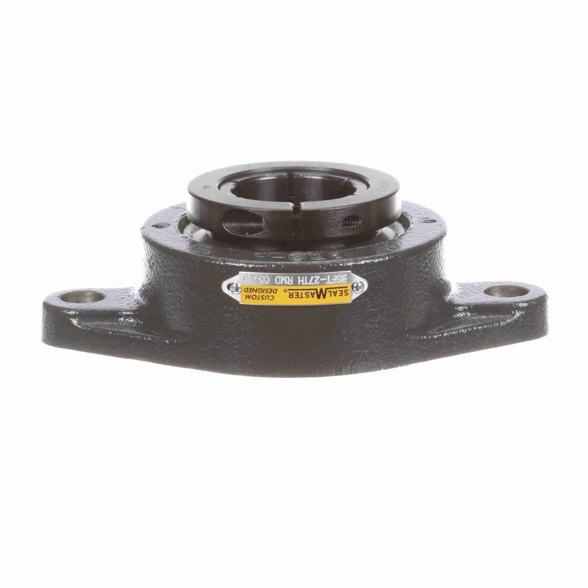 Sealmaster Mounted Cast Iron Two Bolt Flange Ball Bearing - 52100 Bearing Steel, Black Oxided - Concentric Lock - Reduced Maintenance - Lubed for Life - BSFT-27TH RMD