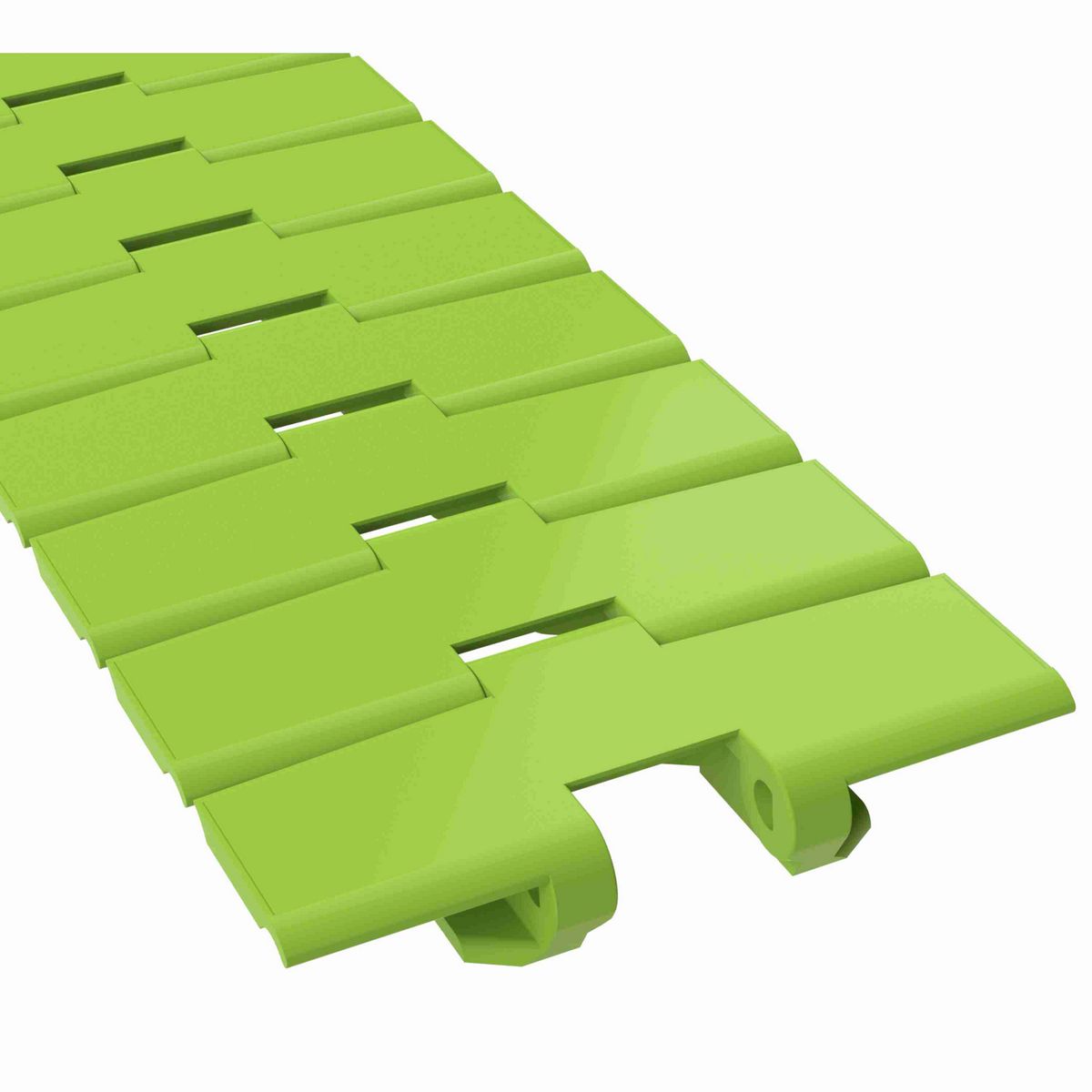 Rexnord 879TAB Side-flexing Solid Top, Material: Bright Lime-Green Dry PET Low Friction, Width: 4.5in, Pitch: 1.5in - 10679727