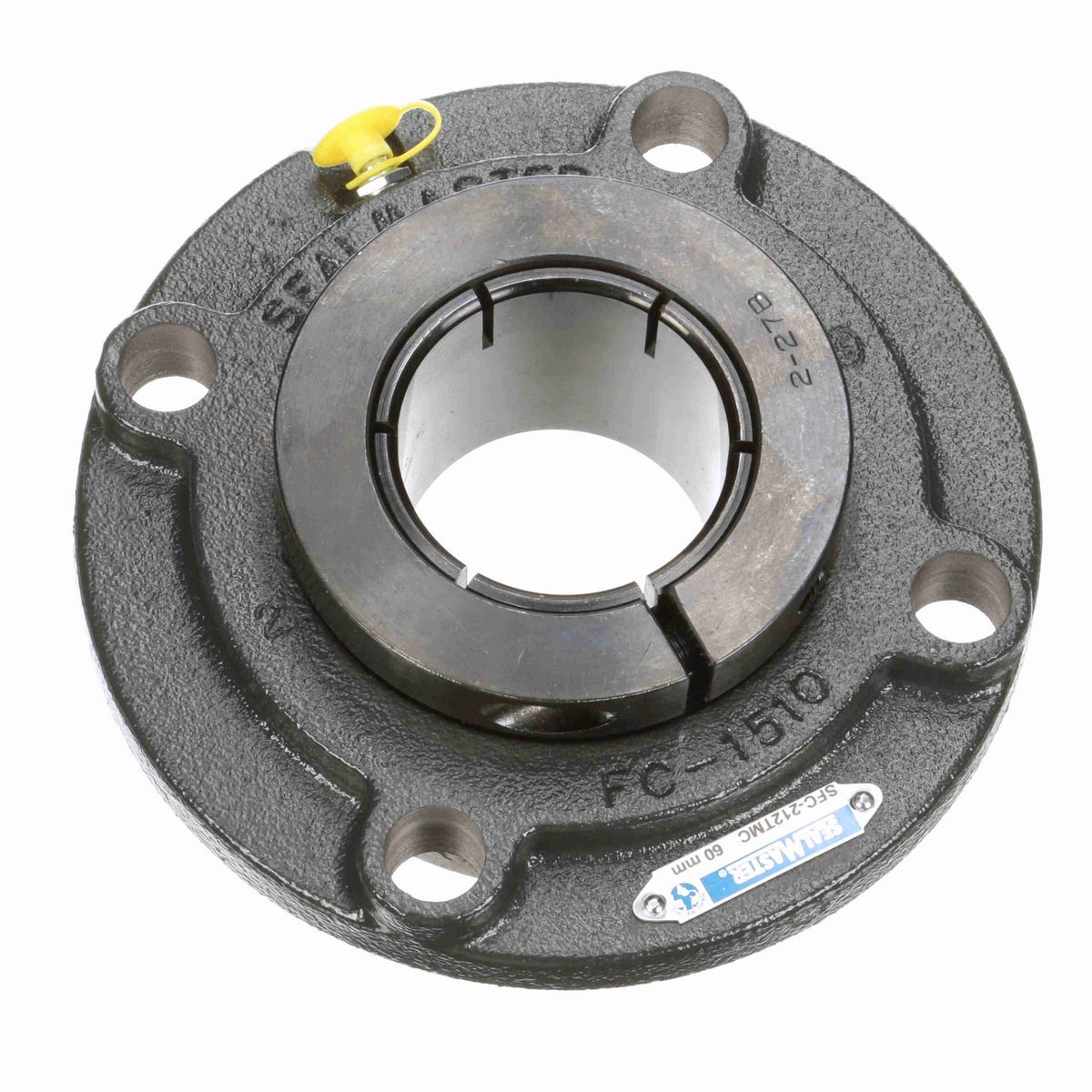 Sealmaster Mounted Cast Iron Flange Cartridge Ball Bearing - 52100 Bearing Steel, Black Oxided - Concentric Lock - SFC-212TMC