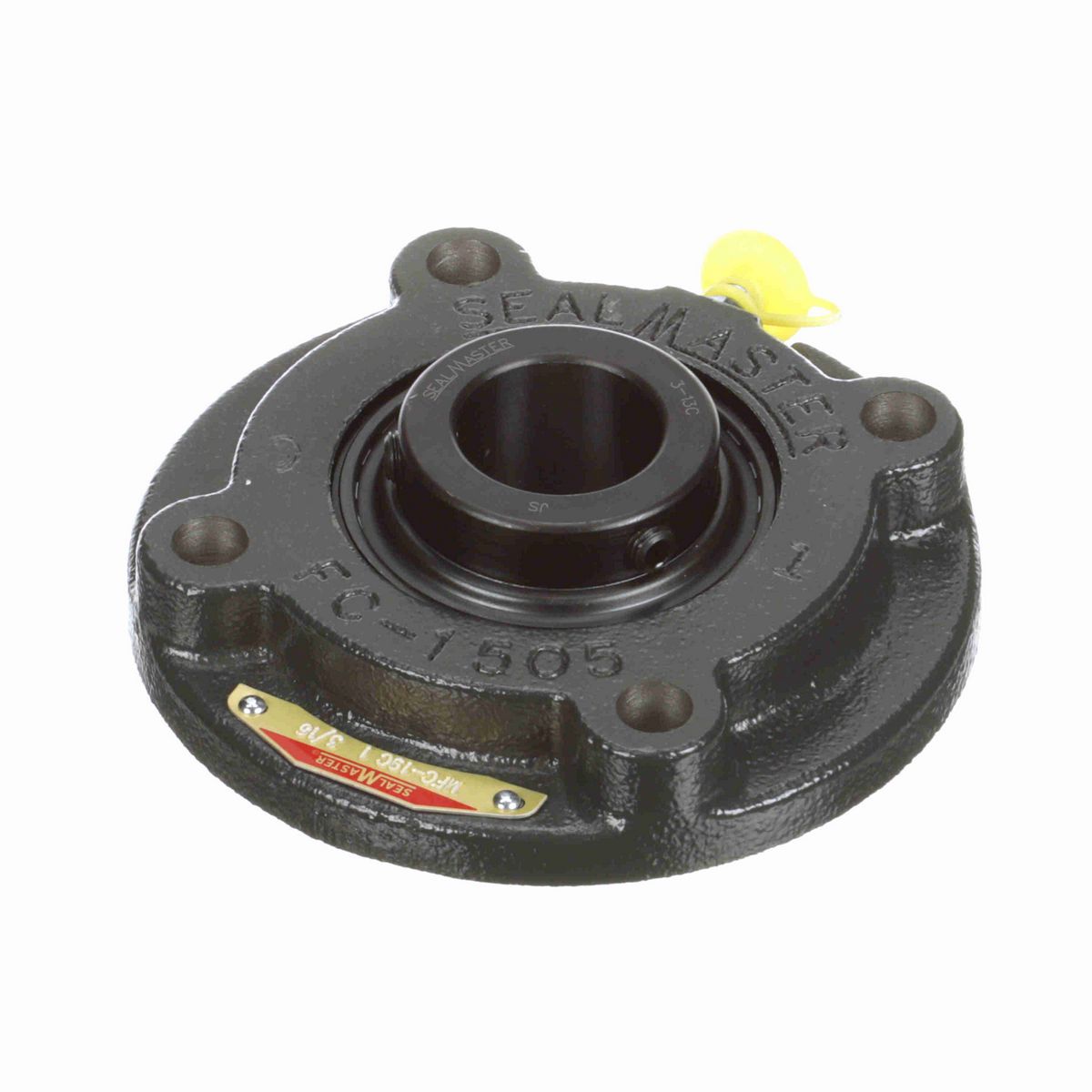 Sealmaster Mounted Cast Iron Flange Cartridge Ball Bearing - 52100 Bearing Steel, Black Oxided - Setscrew Lock - MFC-19C
