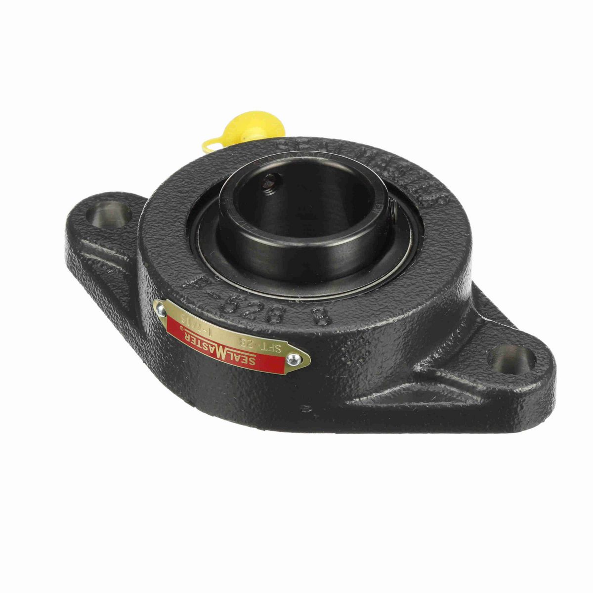 Sealmaster Mounted Cast Iron Two Bolt Flange Ball Bearing - 52100 Bearing Steel, Black Oxided - Setscrew Lock - SFT-23