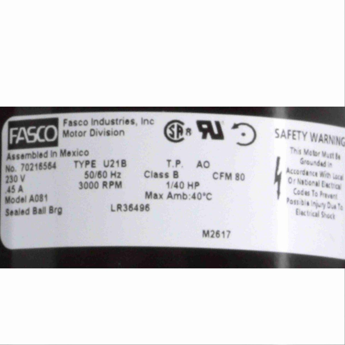 FASCO Round Outlet Shaded Pole OEM Replacement Draft Inducer Blower, 230 Volts, Flange: No - A081