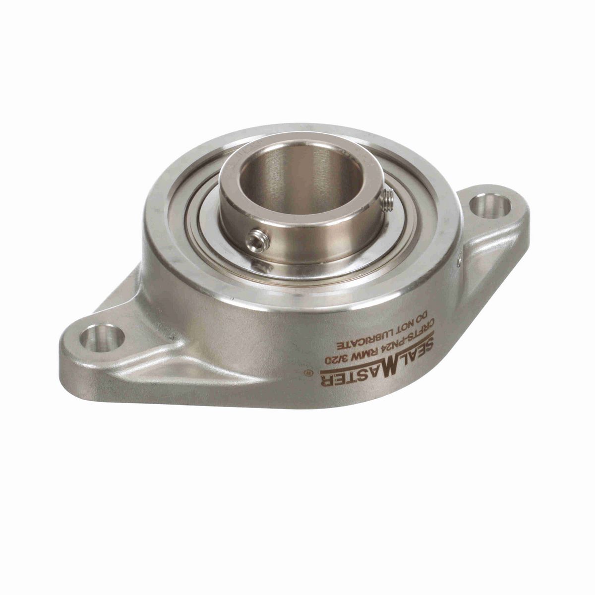 Sealmaster Mounted Stainless Steel Two Bolt Flange Ball Bearing - 52100 Bearing Steel, Phosphorus Nickel Coated - Setscrew Lock - Corrosion Resistant - Reduced Maintenance - Lubed for Life - CRFTS-PN24 RMW