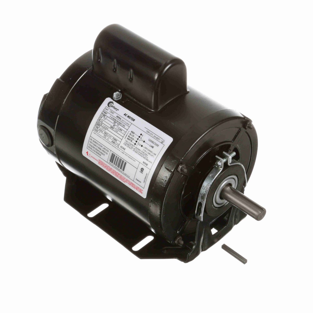 Century General Purpose Motor, 1/3 HP, 1 Ph, 60 Hz, 115/230 V, 1200 RPM, 56 Frame, ODP - C840