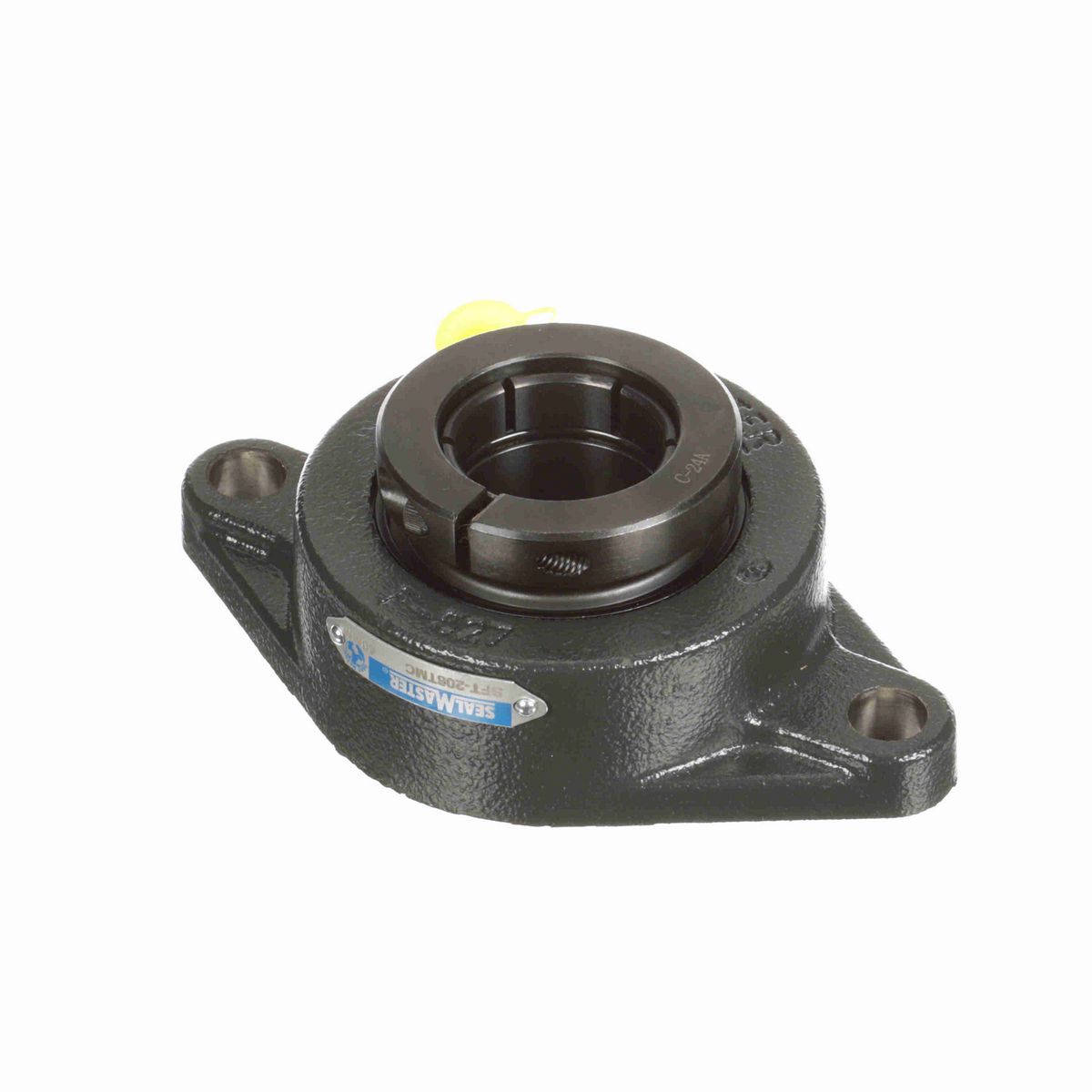 Sealmaster Mounted Cast Iron Two Bolt Flange Ball Bearing - 52100 Bearing Steel, Black Oxided - Concentric Lock - SFT-208TMC
