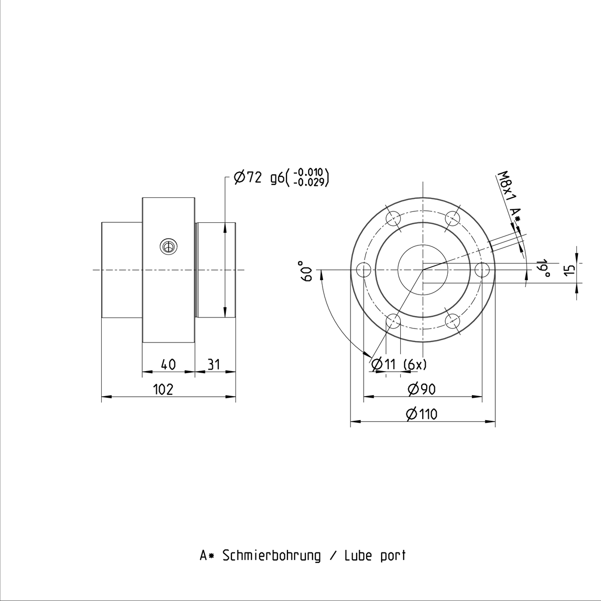 Одинарная гайка с фланцем Bosch Rexroth FEM-E-S 40X40RX6-2 [R151249013]