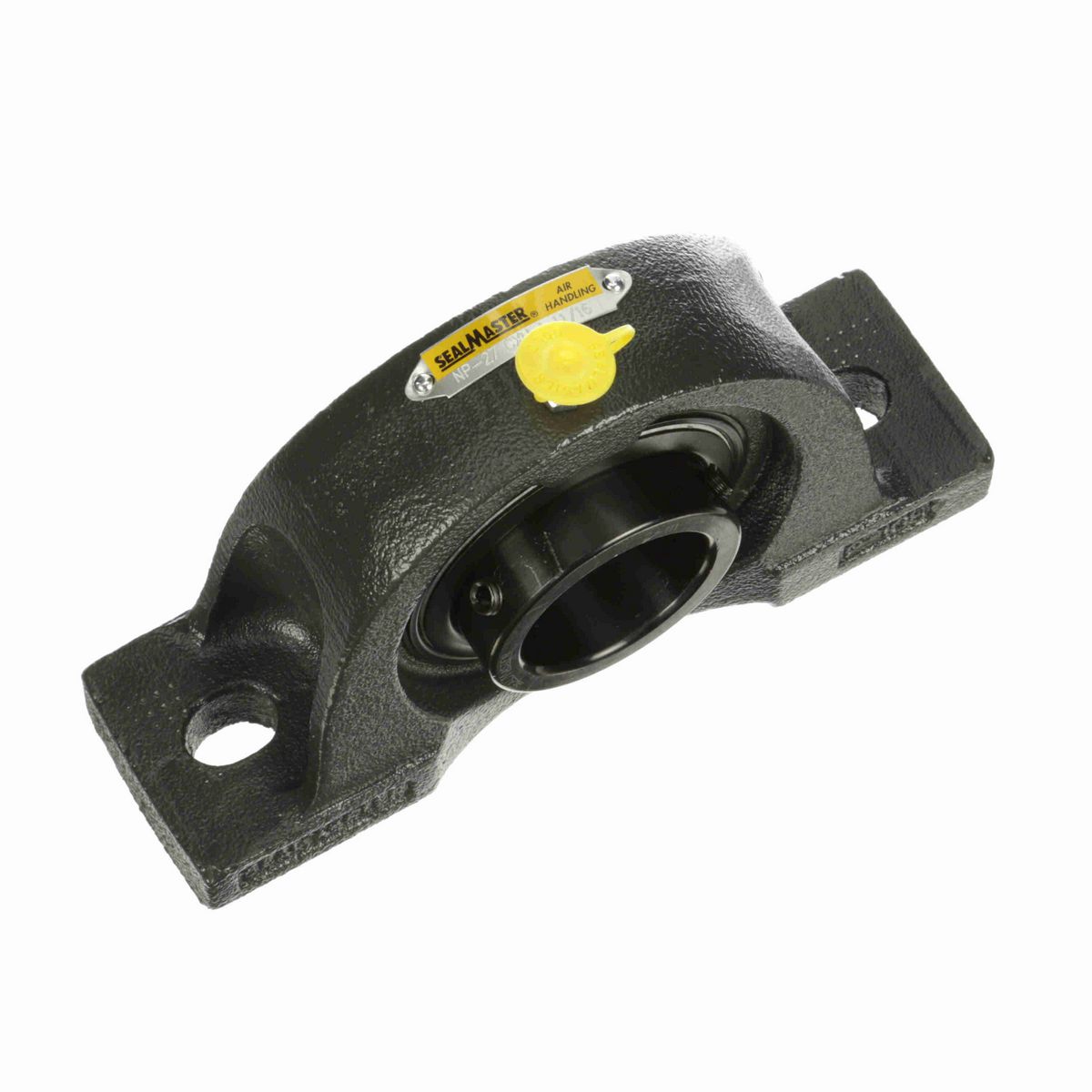 Sealmaster Mounted Cast Iron Two Bolt Pillow Block Ball Bearing - 52100 Bearing Steel, Black Oxided - Setscrew Lock - Air Handling Housing Fit, Noise Tested - NP-27 CXU