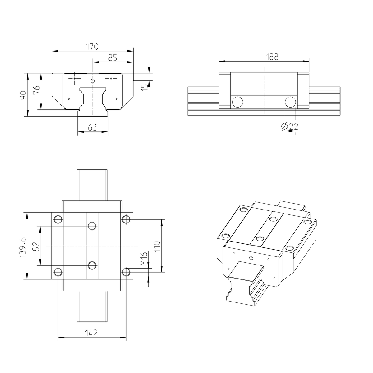 Шариковая каретка устойчивая к коррозии с покрытием Resist CR Bosch Rexroth KWC-065-FNS-C0-H-2 [R165169360]