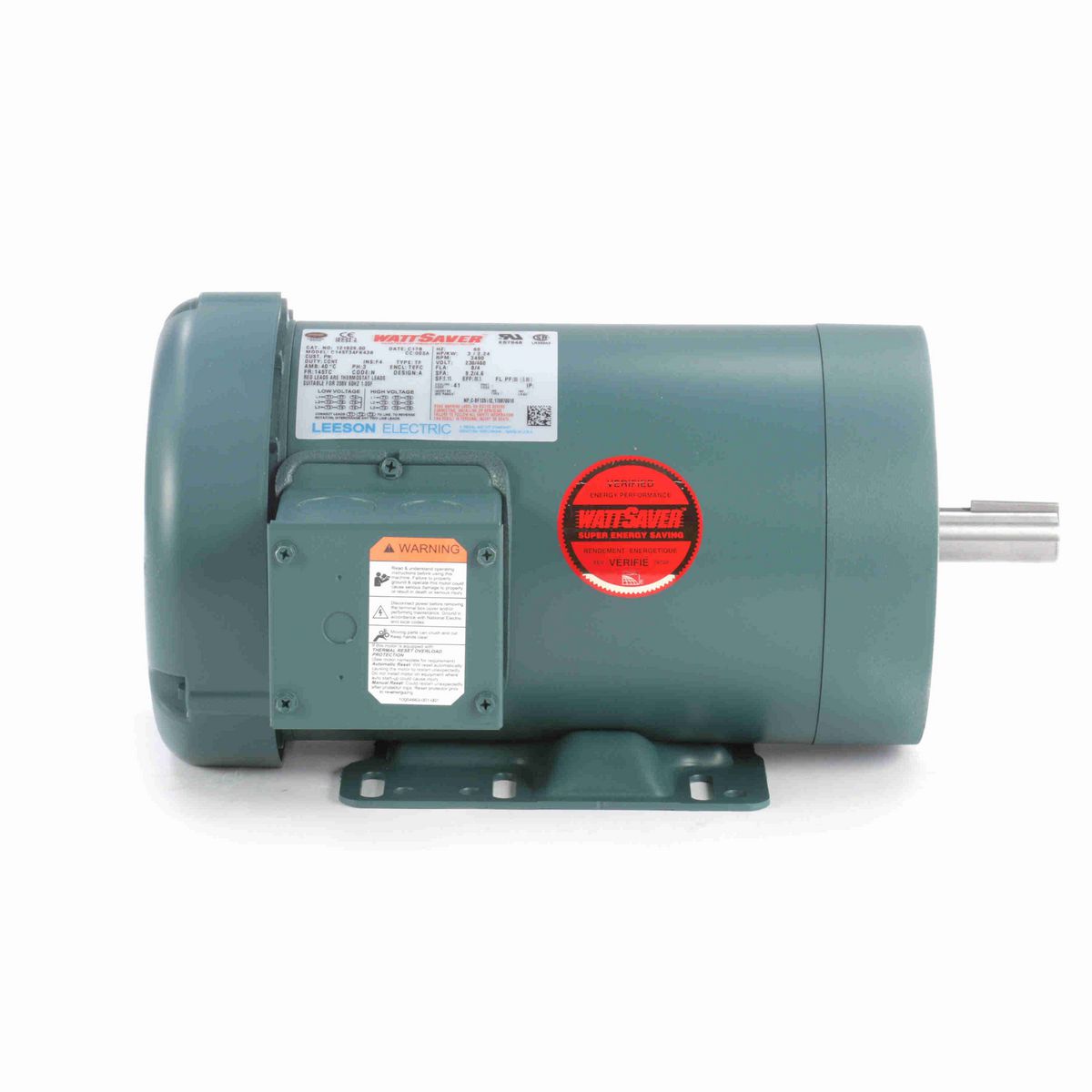 LEESON General Purpose Motor, 3 HP, 3 Ph, 60 Hz, 230/460 V, 3600 RPM, 145TC Frame, TEFC - 121929.00