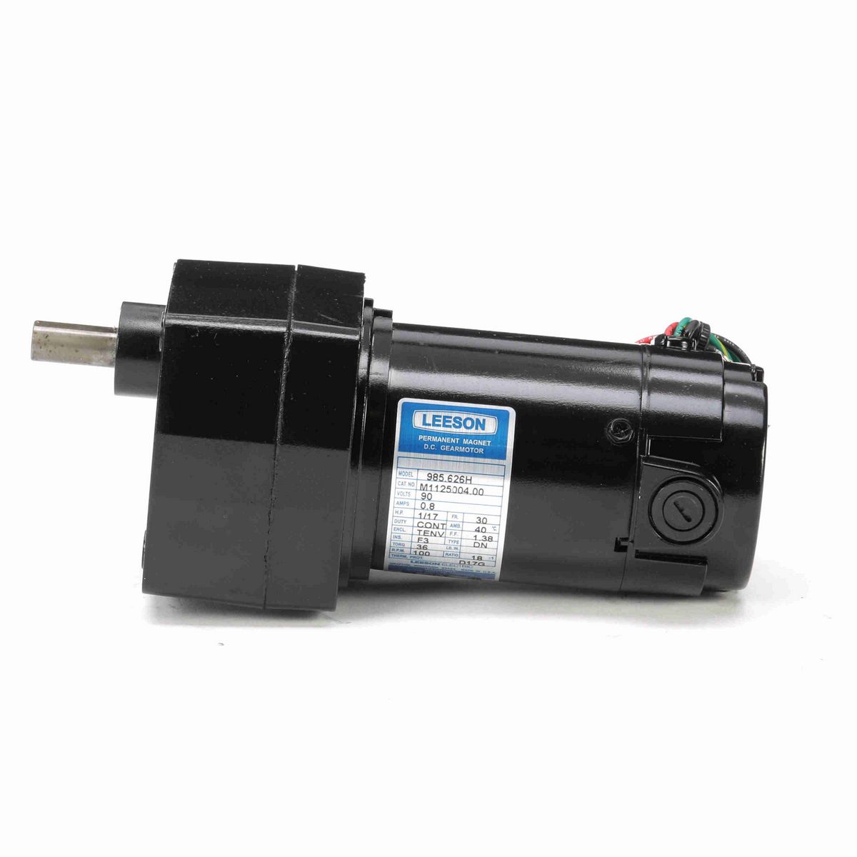 LEESON Parallel Shaft Gearmotor, 0.06 HP, 90 V, 100 RPM, 30 Frame, TENV - M1125004.00