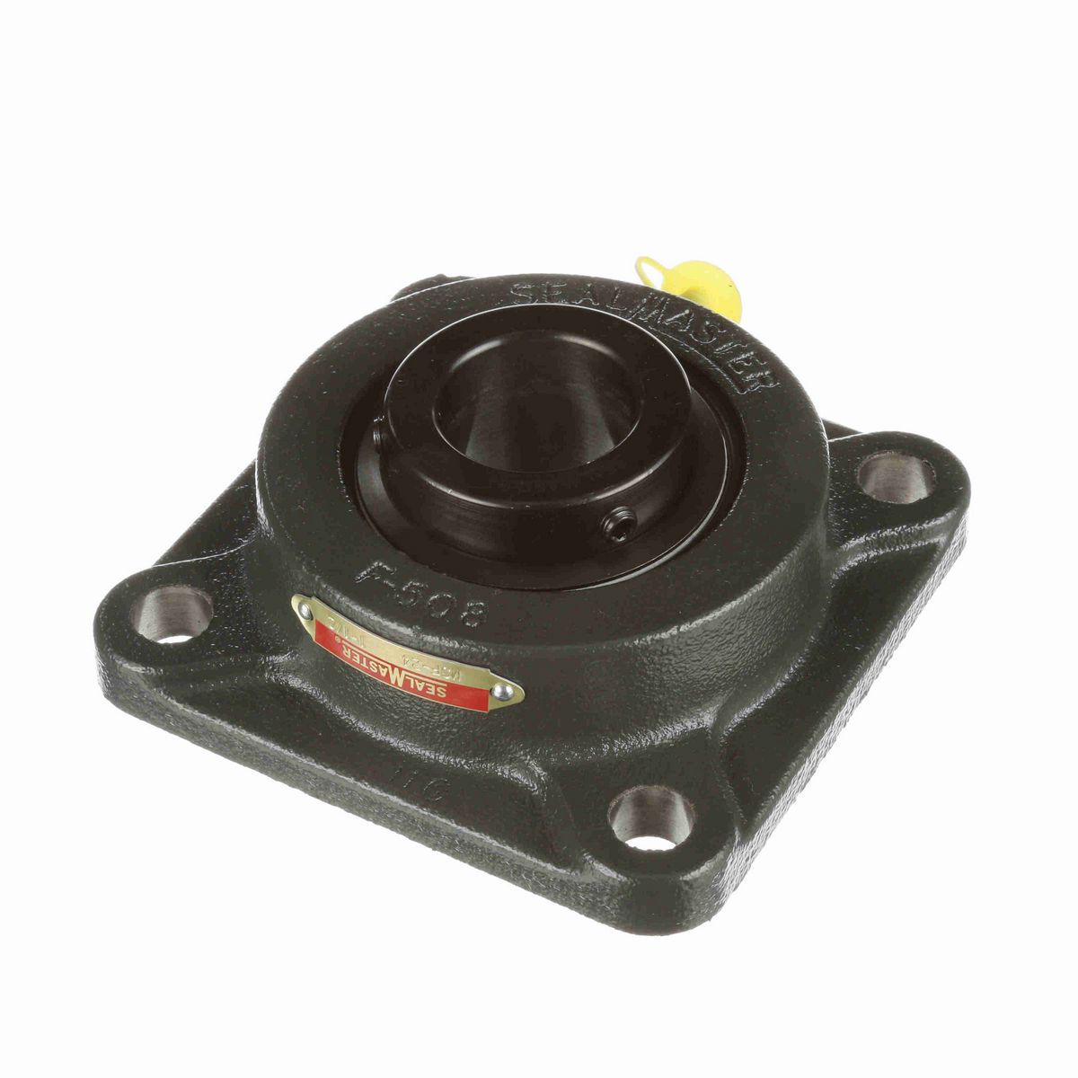 Sealmaster Mounted Cast Iron Four Bolt Flange Ball Bearing - 52100 Bearing Steel, Black Oxided - Setscrew Lock - MSF-24