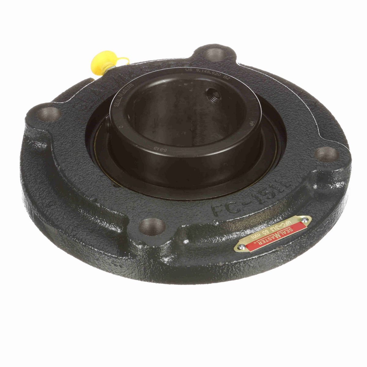 Sealmaster Mounted Cast Iron Flange Cartridge Ball Bearing - 52100 Bearing Steel, Black Oxided - Setscrew Lock - MFC-313