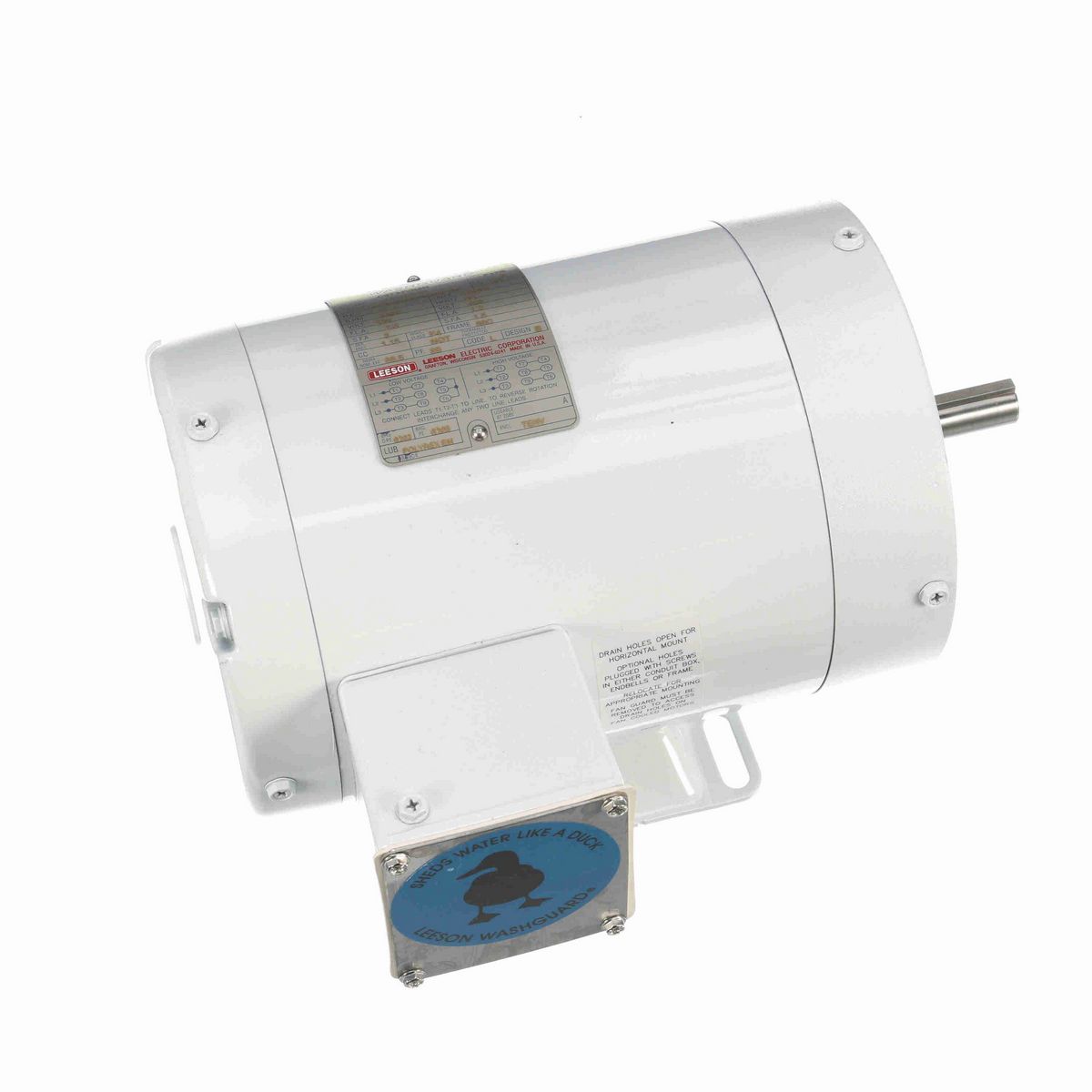 LEESON White Duck™ General Purpose Motor, 1 HP, 3 Ph, 60 Hz, 230/460 V, 3600 RPM, 56C Frame, TENV - 113590.00