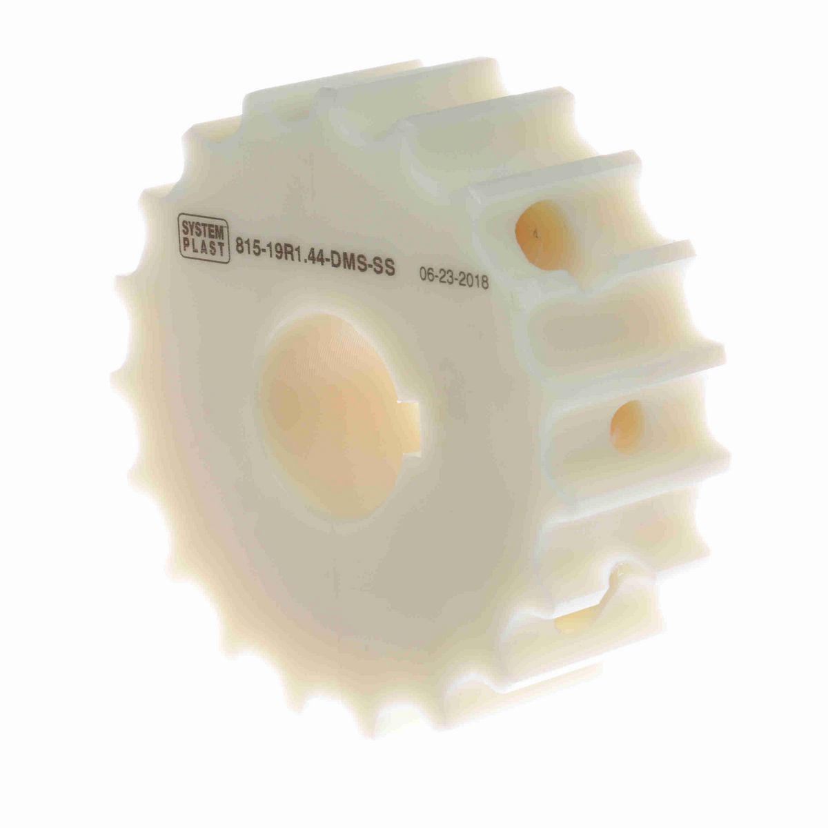 System Plast 815 Series Split Machined Sprocket with 19 Teeth, a 1-7/16in Round Shaft-Ready Bore and Setscrew - 815-19R1.44-DMS-SS