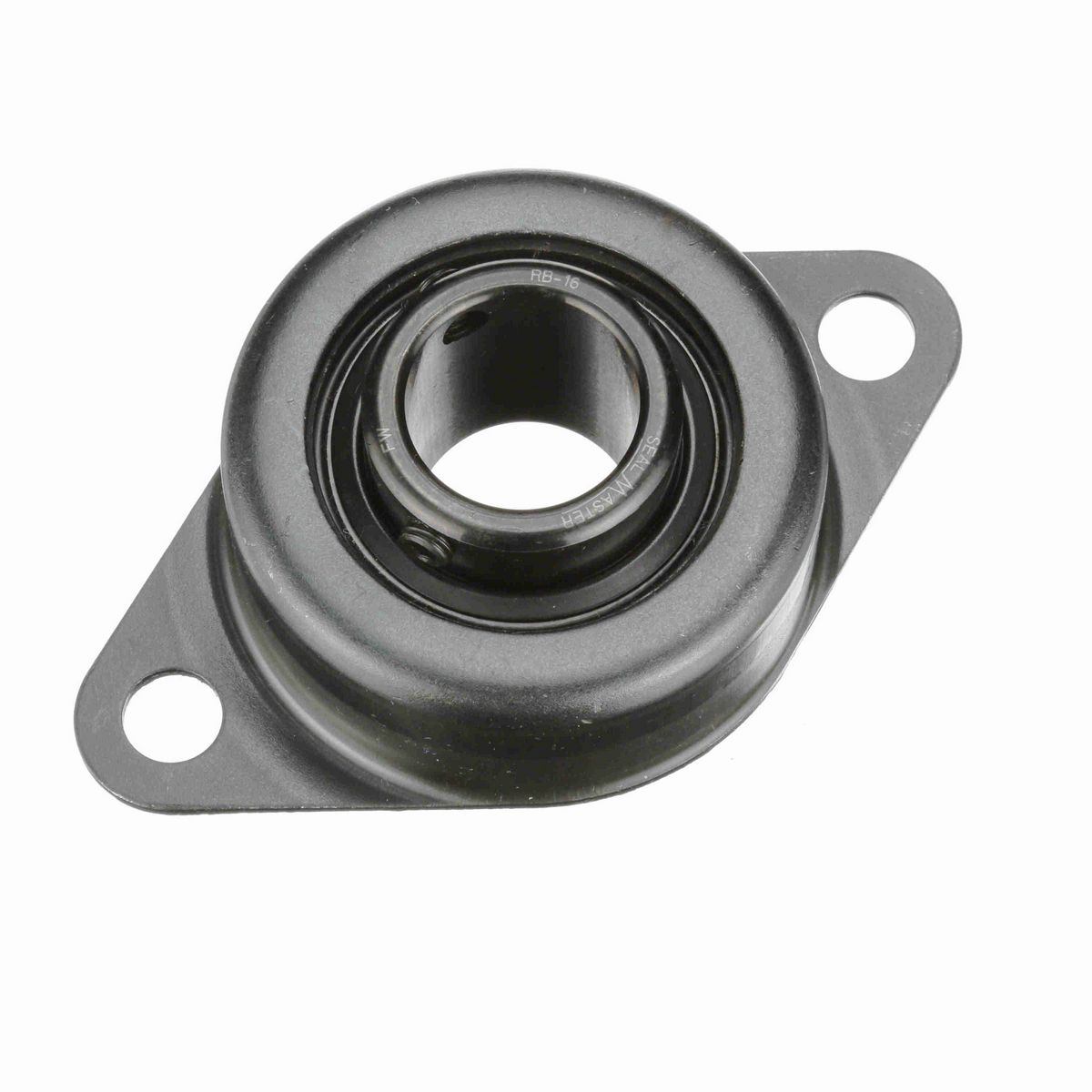 Sealmaster Mounted Stamped Steel Two Bolt Flange Ball Bearing - 52100 Bearing Steel, Black Oxided - Setscrew Lock - SRF-16