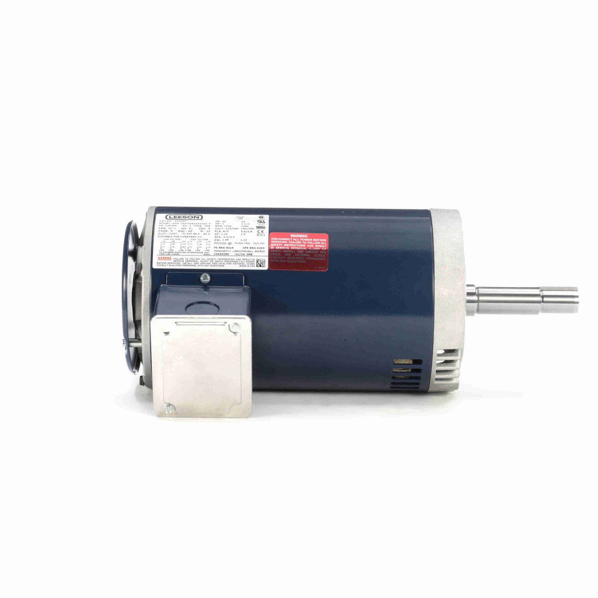 LEESON Close-Coupled Pump Motor, 2 & 1.50 HP, 3 Ph, 60 & 50 Hz, 230/460 & 190/380 V, 1800 & 1500 RPM, 145JMV Frame, DP - GT4107