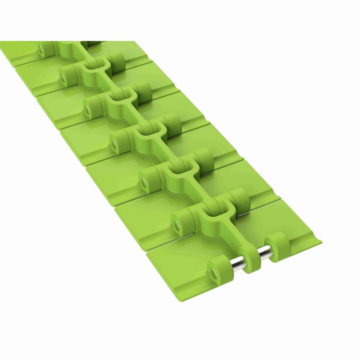 Rexnord 820 Straight Running Solid Top, Material: Bright Lime-Green Dry PET Low Friction, Width: 4.5in, Pitch: 1.5in - 10481424