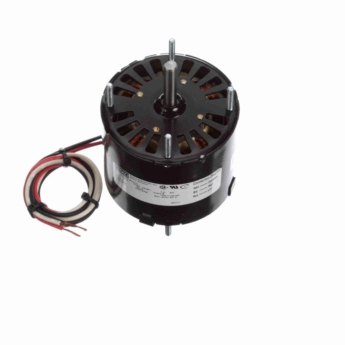 FASCO Fan and Blower Motor, 1/30-1/125 HP, 1 Ph, 60 Hz, 115 V, 1550 RPM, 2 Speed, 3.3" Diameter, OAO - D532