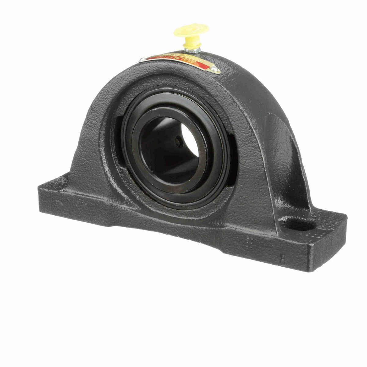 Sealmaster Mounted Cast Iron Two Bolt Pillow Block Ball Bearing - 52100 Bearing Steel, Black Oxided - Setscrew Lock - NP-207