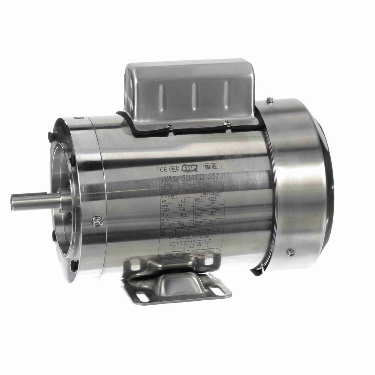 LEESON SST Duck™ General Purpose Motor, 1.50 HP, 1 Ph, 60 Hz, 115/230 V, 3600 RPM, 56C Frame, TEFC - 191480.00