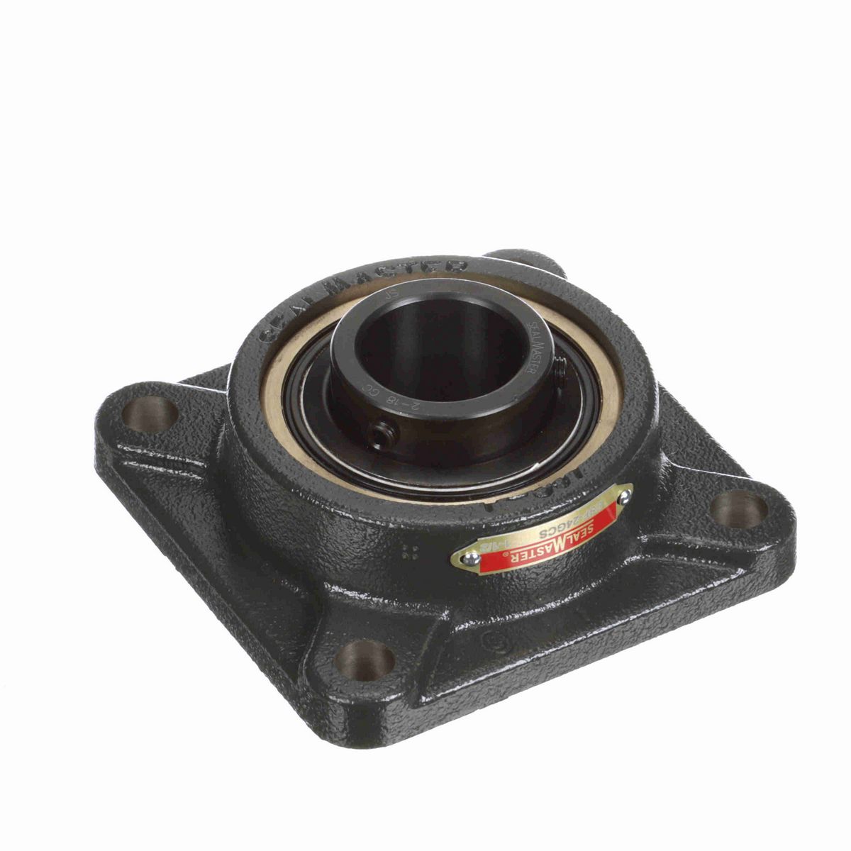 Sealmaster Mounted Cast Iron Four Bolt Flange Ball Bearing - 52100 Bearing Steel, Black Oxided - Setscrew Lock - High Temperature - ESF-24 GCS