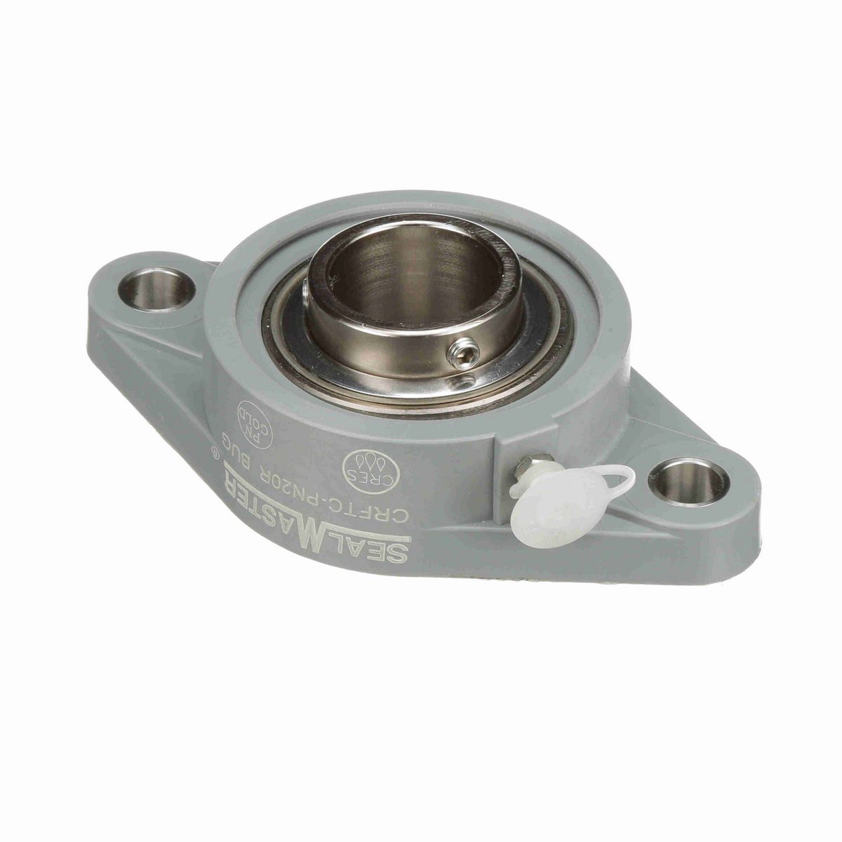 Sealmaster Mounted Composite Two Bolt Flange Ball Bearing - 52100 Bearing Steel, Phosphorus Nickel Coated - Setscrew Lock - Corrosion Resistant - CRFTC-PN20R
