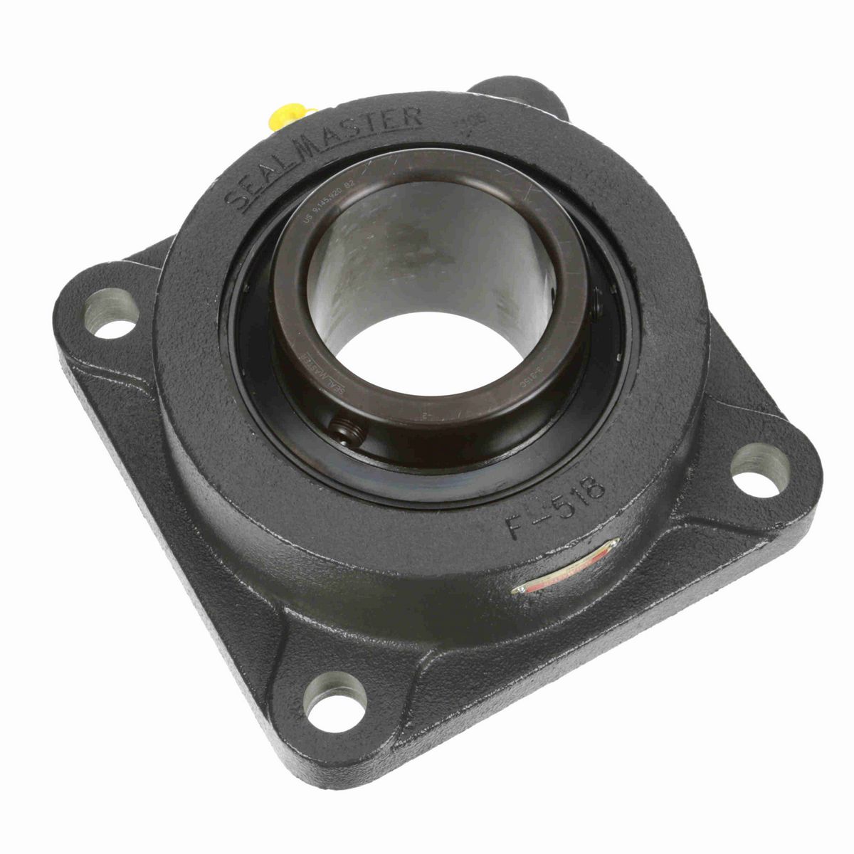 Sealmaster Mounted Cast Iron Four Bolt Flange Ball Bearing - 52100 Bearing Steel, Black Oxided - Setscrew Lock - MSF-63C