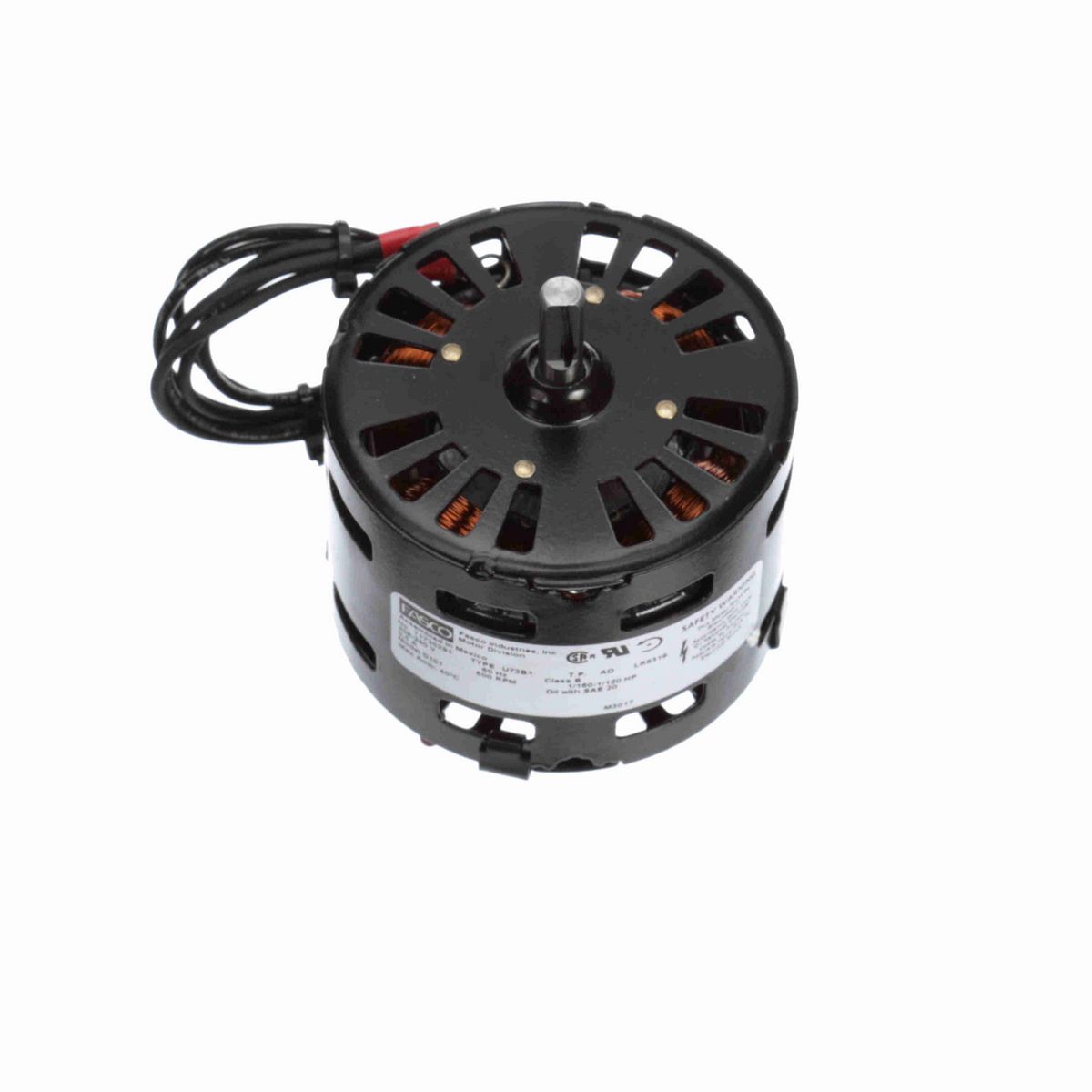 FASCO Fan and Blower Motor, 1/160 - 1/120 HP, 1 Ph, 60 Hz, 208-240 V, 600 RPM, 1 Speed, 3.3" Diameter, OAO - D107
