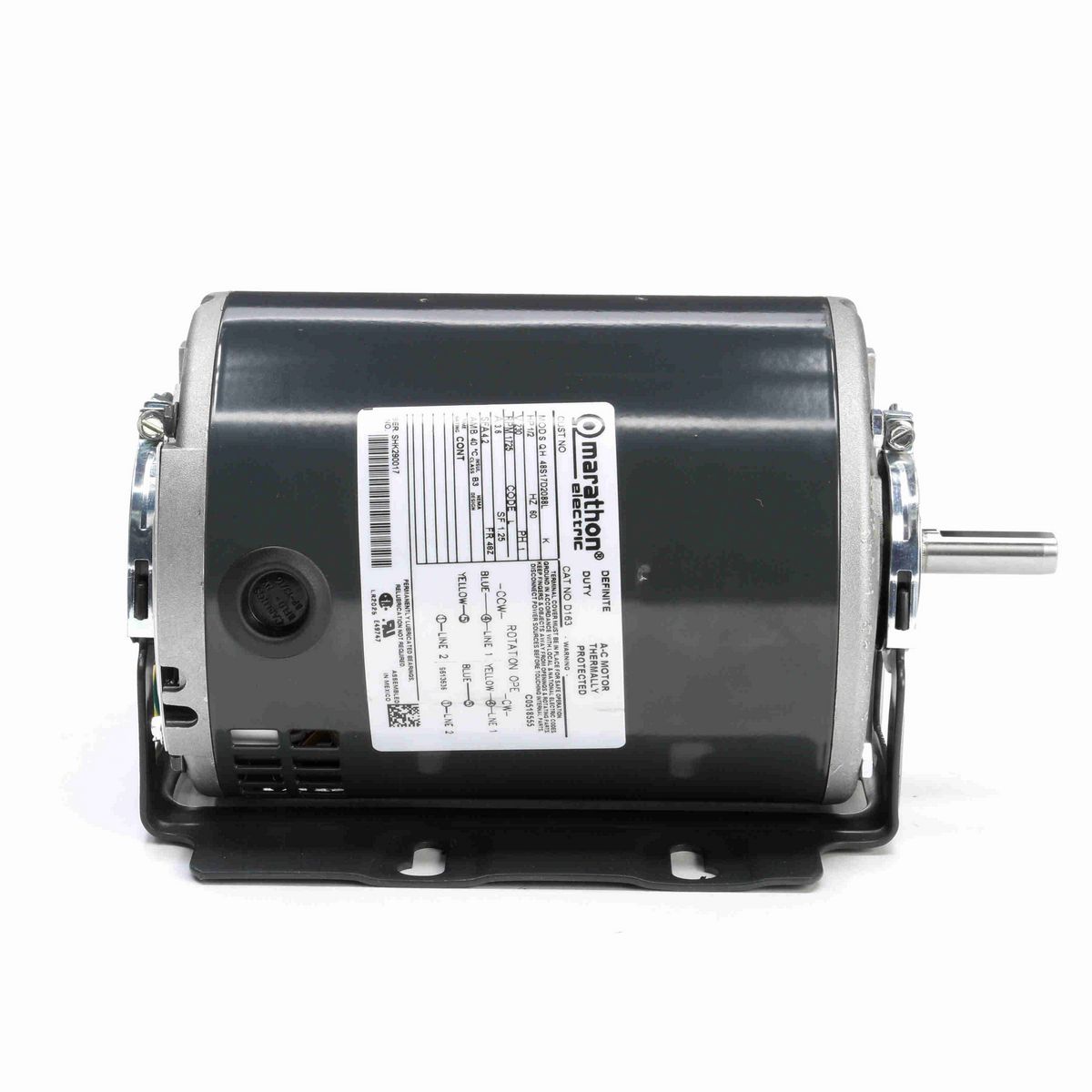 LEESON Fan and Blower Motor, 0.50 HP, 1 Ph, 60 Hz, 230 V, 1800 RPM, 48Z Frame, DP - D163
