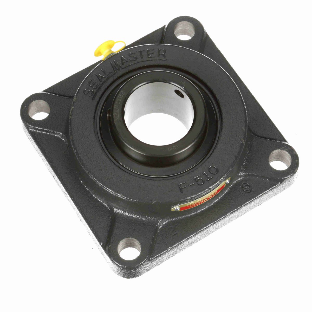 Sealmaster Mounted Cast Iron Four Bolt Flange Ball Bearing - 52100 Bearing Steel, Black Oxided - Setscrew Lock - MSF-310