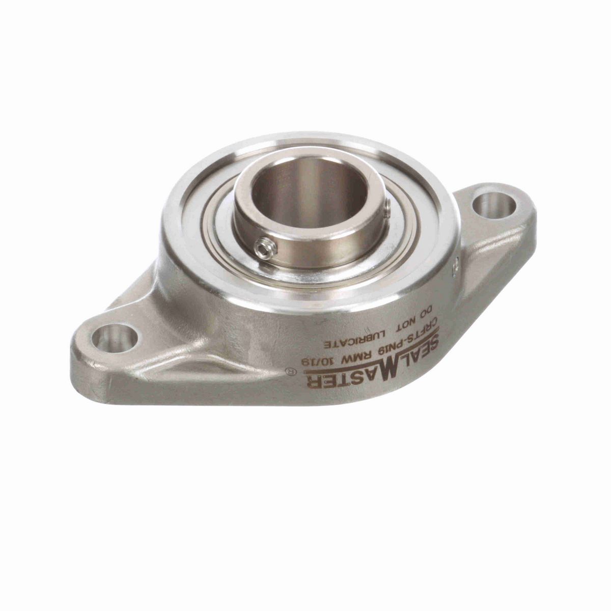 Sealmaster Mounted Stainless Steel Two Bolt Flange Ball Bearing - 52100 Bearing Steel, Phosphorus Nickel Coated - Setscrew Lock - Corrosion Resistant - Reduced Maintenance - Lubed for Life - CRFTS-PN19 RMW