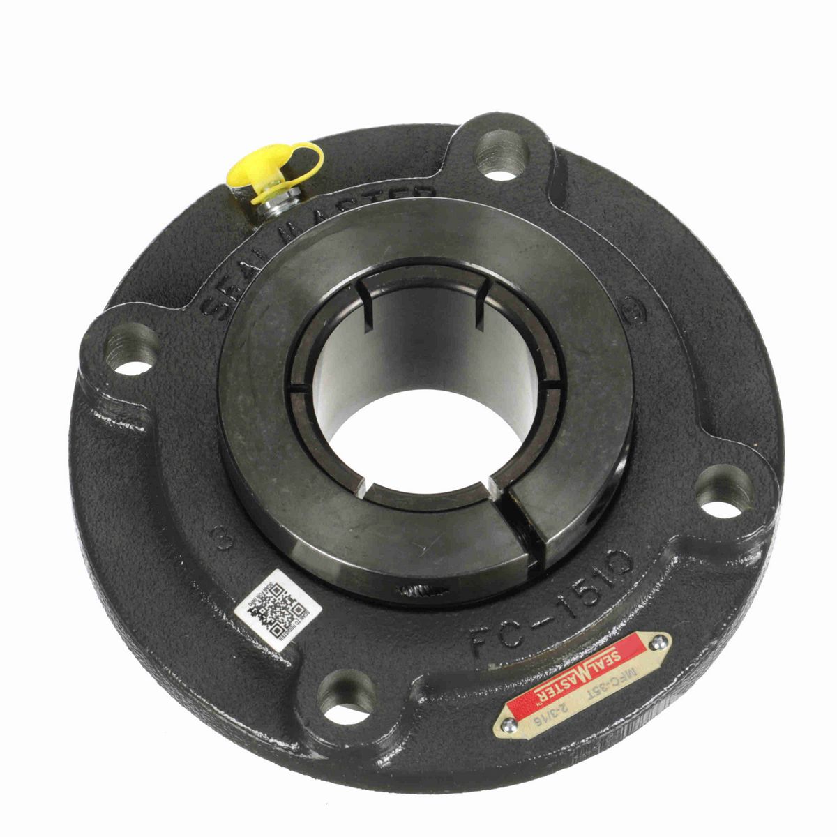 Sealmaster Mounted Cast Iron Flange Cartridge Ball Bearing - 52100 Bearing Steel, Black Oxided - Concentric Lock - MFC-35T