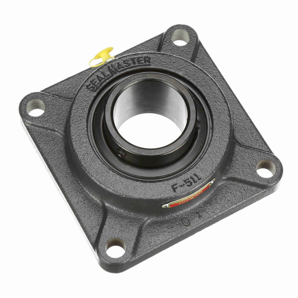 Sealmaster Mounted Cast Iron Four Bolt Flange Ball Bearing - 52100 Bearing Steel, Black Oxided - Setscrew Lock - SF-212